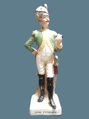 Porcelain statue soldiers from Napoleon's army. A quality item. Heig 22-25 cm. The battery to 