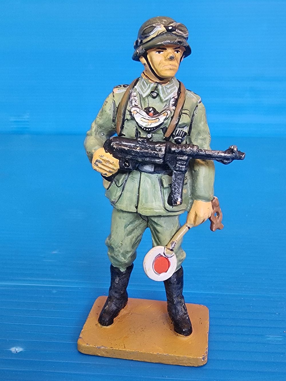 Cast metal figurine of a German military policeman soldier from 1944 made by DelPrado. A quality