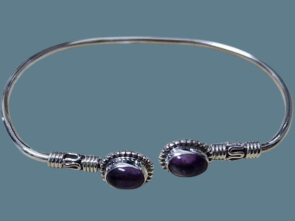 925 Sterling Silver Bracelet Encrusted with 2 Blue Labradorite Gemstones