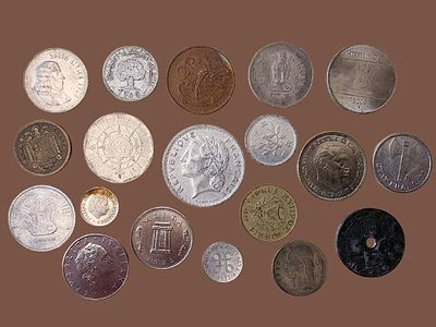 Collection of coins from around the world. Some are rare.