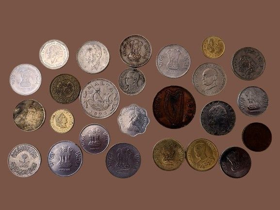Collection of coins from around the world. Some are rare.