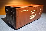 Miniature metal sea container - Israeli shipping company ZIM. The container opens with a top lid Image - 1