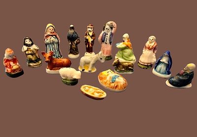 Collection of original handmade Feves miniature figurines made in France. Average height 2 to 5 