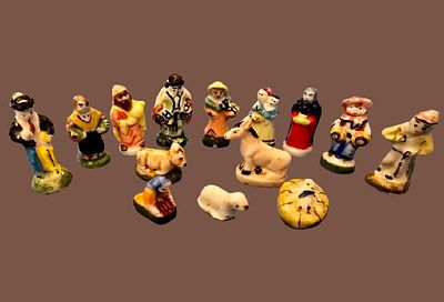 Collection of original handmade Feves miniature figurines made in France. Average height 2 to 5 