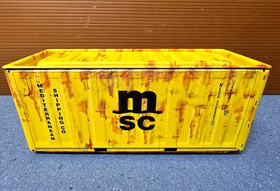 Miniature metal shipping container - Italian shipping company. The container opens with a top 