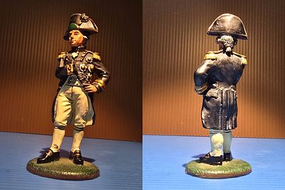 Signed metal statuette from Napoleon Bonaparte's army from 1805, made by Del Prado. A 