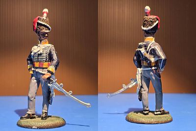 Signed metal statuette from Napoleon Bonaparte's army from 1815, made by Del Prado. A 