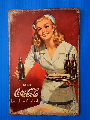 Coca-Cola metal sign. A new sign that is manufactured exactly according to the original produced 