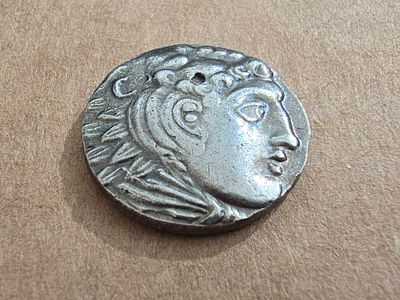 Roman/Greek coin, high quality replica. Diameter 17 mm. 
Unknown authenticity - sold as a 