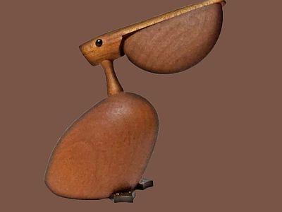 Vintage wooden pelican figurine from the "Royal Pet" series by the Japanese company Senshukai. H 