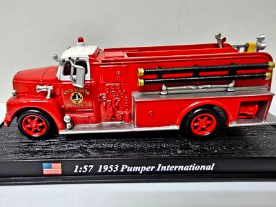 Pumper International fire truck in service with firefighters in the United States, 1953. A 