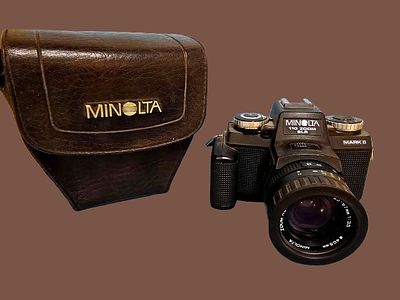 A vintage compact reflex (SLR) camera, the Minolta 110 Zoom SLR Mark II, was released in 1979. 