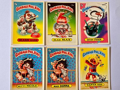 חבורת הזבל - קלפי וינטג' מקוריים אמריקאים משנת 1986. חלקם נדירים ומבוקשים מאוד. 
במצב שמור 