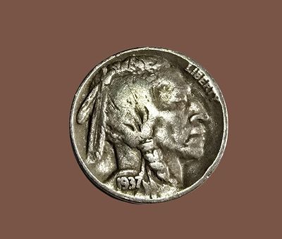 מטבע ניקל באפלו (Buffalo Nickel) משנת 1937, מטבע אספנות אמריקאי שהיה בשימוש בין השנים 1913-1938.
