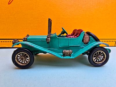 A rare collectible metal model of a 1911 Maxwell Roadster, part of the Matchbox Models of 
