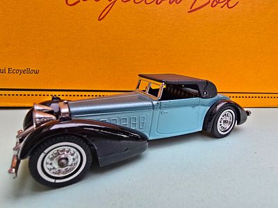 A rare collectible metal model of a 1938 Hispano Suiza car, part of the Matchbox Models of 