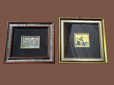 Vintage-style miniature artworks, characterized by the use of traditional techniques and 