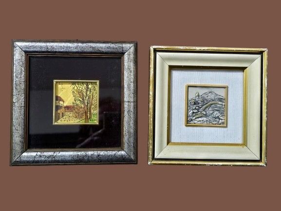 Vintage-style miniature artworks, characterized by the use of traditional techniques and 