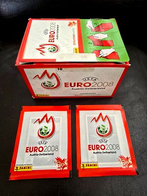 Rare and original - 2 sealed packs of official Panini stickers from the 2008 European Football 