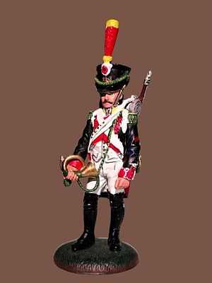 Signed metal figurine from Napoleon Bonaparte's army - French infantry trumpeter from 1809 