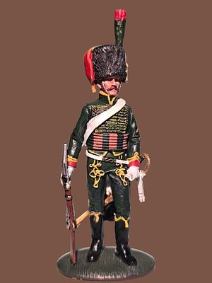 Signed metal figurine from Napoleon Bonaparte's army - a soldier of the "Horse Hunters of the 