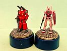 Two pencil sharpeners with hand-drawn robot figures of models from the Japanese "Gundam" series. Image - 1