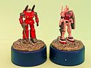 Two pencil sharpeners with hand-drawn robot figures of models from the Japanese "Gundam" series. Image - 2