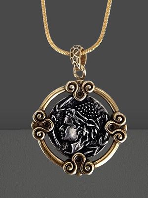 High quality replica pendant of an ancient Roman/Greek coin. The pendant is made of the highest 