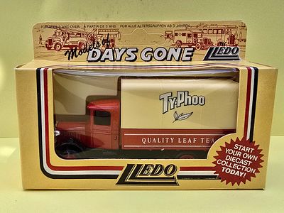 A collectible model of a die-cast delivery truck, an advertisement for Ty Phoo tea produced by 