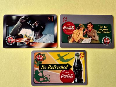 Rare and sought-after vintage Coca-Cola brand calling cards. Includes a calling card of football 