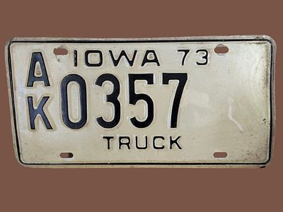 Original vintage metal license plate for a truck from the state of Iowa in the United States 