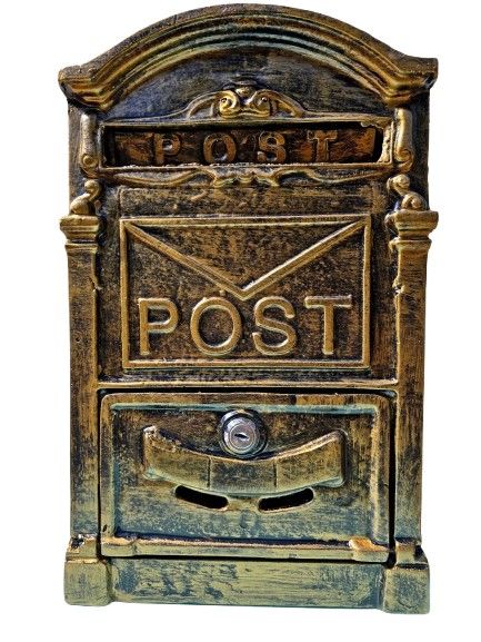 Antique-style mailbox "like it used to be" made of cast iron with a bronze finish, weighing 3.7 kg.