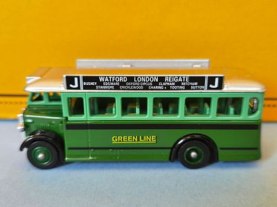 A collectible diecast model of a 1932 AEC Regal single-decker bus. Year of manufacture: 1986. 