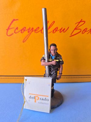 The rare series - a metal figurine of an Italian firefighter from 2003, signed, made by Del 