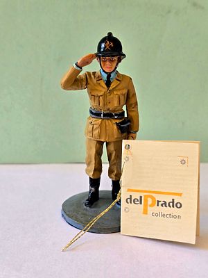 The rare series - a metal figurine of an Italian firefighter from 1960, signed, made by Del 