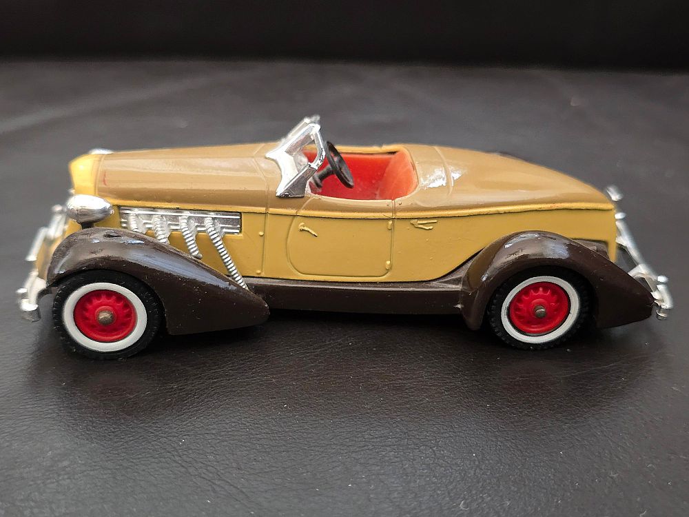 A 1935 Auburn 851 Matchbox Models of Yesteryear collectible metal car model. The model was 