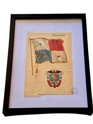 Antique Tobacco Felt Insert depicting the flag and official state emblem of Panama. It was 