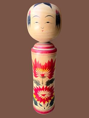 A traditional vintage Japanese wooden Kokeshi doll. These dolls originated in the Tohoku region 