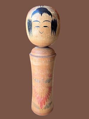 A traditional vintage Japanese wooden Kokeshi doll. These dolls originated in the Tohoku region 