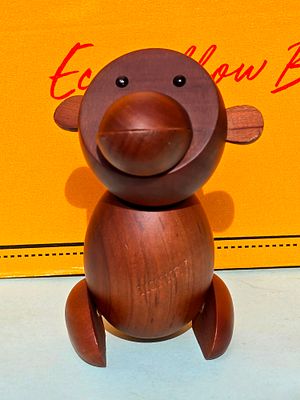 Vintage wooden monkey figurine from the "Royal Pet" series by the Japanese company Senshukai. He 