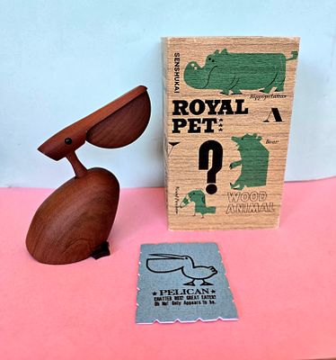 Vintage wooden pelican figurine from the "Royal Pet" series by the Japanese company Senshukai. C 