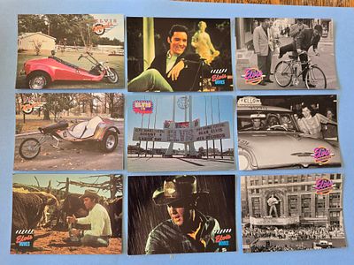 A collection of Elvis Presley trading cards from "The Elvis Collection" series produced by The 