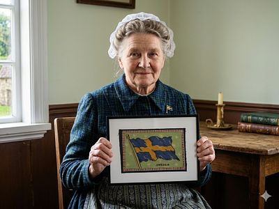Flag of Sweden - antique silk fabric from 1910. Tobacco and cigarette companies used to put 