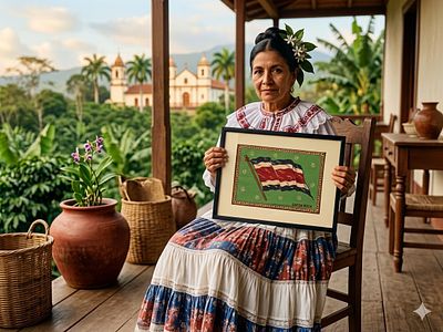 Costa Rica flag - antique silk fabric from 1910. Tobacco and cigarette companies used to put 