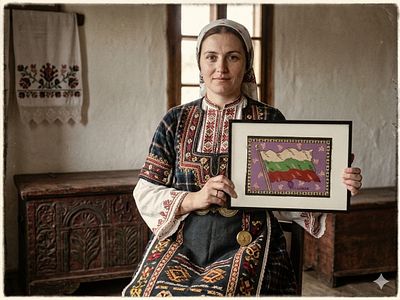 Bulgaria flag - antique silk fabric from 1910. Tobacco and cigarette companies used to put 
