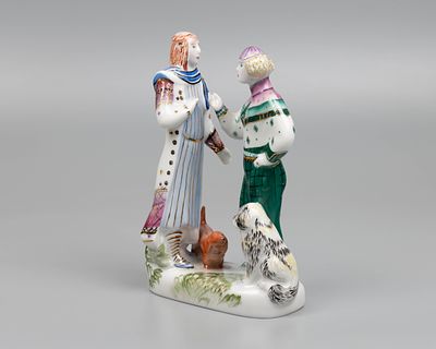 Фигура "Встреча". Фарфор, роспись, разделка золотом, h-16,5 см., автор Э.И. Еропкина, исп. Ю.А. 