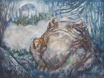 Виктор Эль-Сафади. Рисунок "От чего у нас туманы?" ("Жаба"). Бумага, акварель, 29,5х39 см., худ.