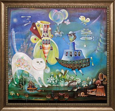 Картина в раме "Пролетая мимо". Холст, масло, 89х90 см. (картина), 103х104 см. (рама), худ.