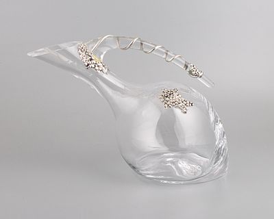 Декантер для вина "Виноградная лоза". Стекло, накладки - металл, h-20 см., l-33 см., Зап. Европа 