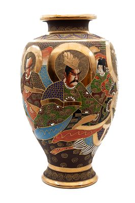 Ваза декоративная "Портреты". Фаянс, роспись, крытье, позолота, эмалевые краски, h-38 см., Китай 